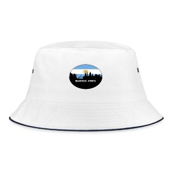 Buenos Aires Argentinien Flagge Skyline Silhouette Tra - Bucket Hat - Weiß/Navy - Vorne