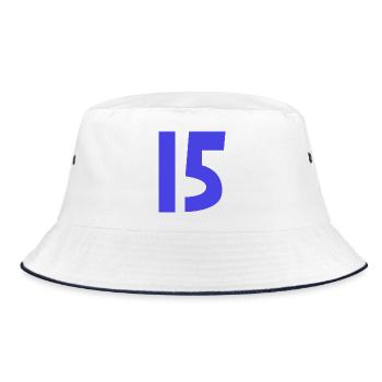 15. 15 JAHRE. 15-JÄHRIGES JUBILÄUM. 15-JÄHRIGES JUBILÄUM. - Bucket Hat - Weiß/Navy - Vorne