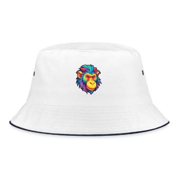 Mandrill Buntes Aquarell Cartoon Kawaii Tier - Bucket Hat - Weiß/Navy - Vorne