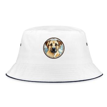 Anatolischer Schäferhund Rasse Aquarellglas - Bucket Hat - Weiß/Navy - Vorne