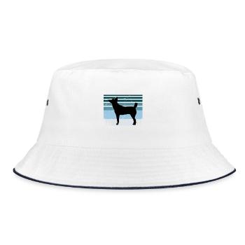 Hase Indischer Hundeliebhaber Silhouette Vintage Sonnenuntergang - Bucket Hat - Weiß/Navy - Vorne