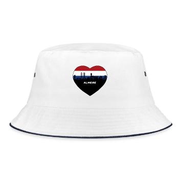 Almere Niederlande Flagge Skyline Reise Souvenir - Bucket Hat - Weiß/Navy - Vorne