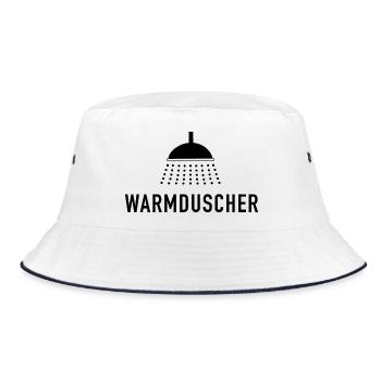Warmduscher - Spruch mit Dusche - Bucket Hat - Weiß/Navy - Vorne