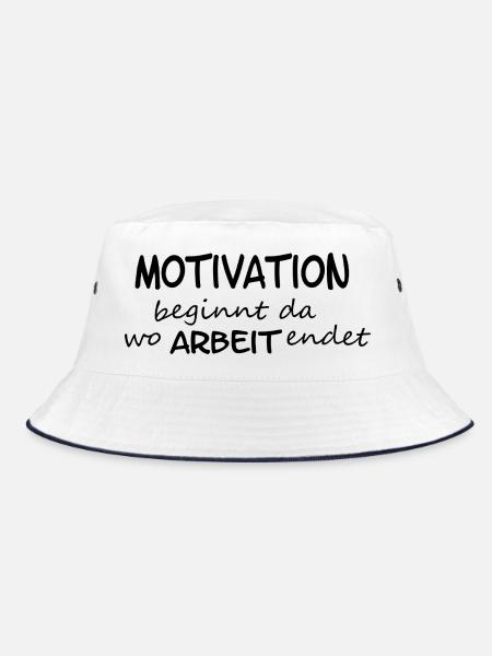 Motivation beginnt da wo... - Bucket Hat - Weiß/Navy