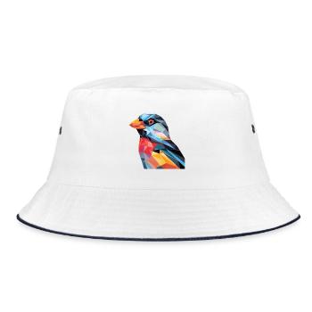 Fink Buntes Aquarell Tier Haustier Illustration - Bucket Hat - Weiß/Navy - Vorne
