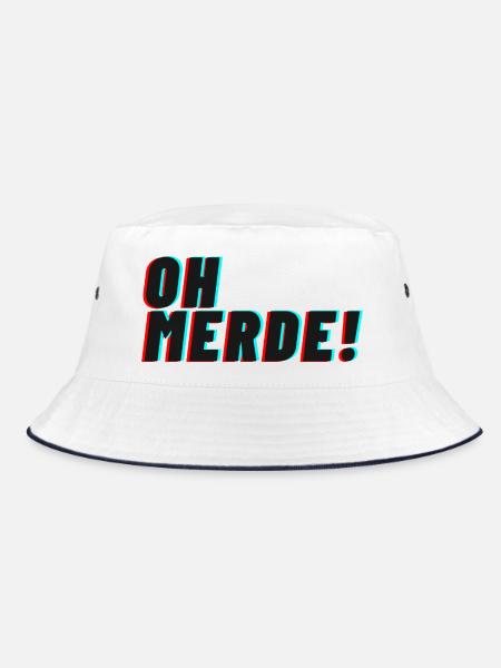 oh merde! - Bucket Hat - Weiß/Navy