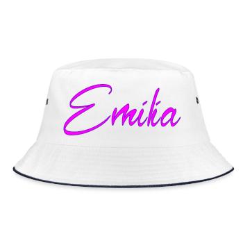 Emilia Neon Script - Bucket Hat - Weiß/Navy - Vorne