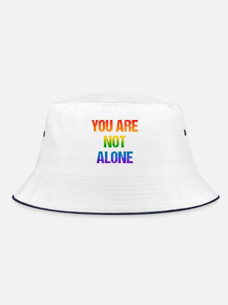 You are not alone - Regenbogen - Bucket Hat - Weiß/Navy
