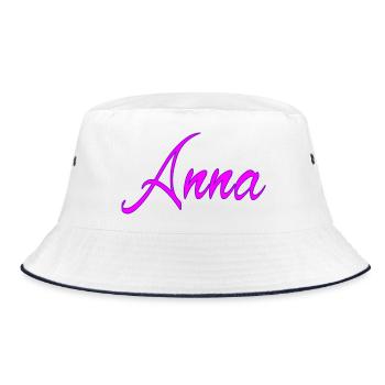 Anna Neon Schrift - Bucket Hat - Weiß/Navy - Vorne