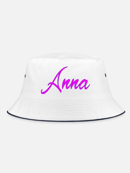 Anna Neon Schrift - Bucket Hat - Weiß/Navy