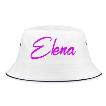 Elena Neon Pink Script - Bucket Hat - Weiß/Navy - Vorne