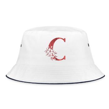 C Monogramm Buchstabe - Bucket Hat - Weiß/Navy - Vorne