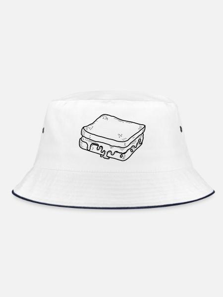 Käsetoast – Minimalistisches Foodie Design - Bucket Hat - Weiß/Navy