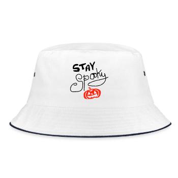 stay spooky Kürbis - Bucket Hat - Weiß/Navy - Vorne