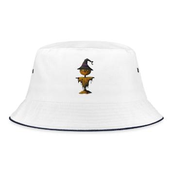 Kürbis Vogelscheuche Hexe - Bucket Hat - Weiß/Navy - Vorne
