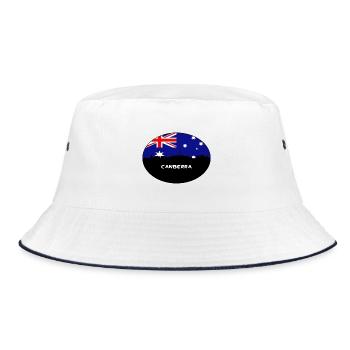 Canberra-Australien-Flaggen-Skyline-Schattenbild-Reise - Bucket Hat - Weiß/Navy - Vorne