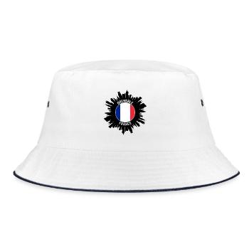 Grenoble Skyline Frankreich Flagge Reise Souvenir - Bucket Hat - Weiß/Navy - Vorne