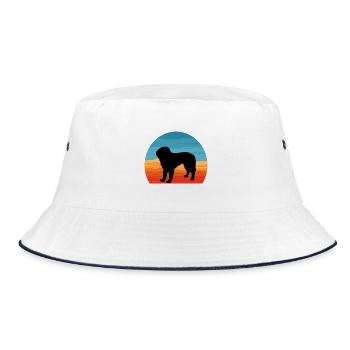 Bosnischer grobhaariger Hund Hund Silhouette Retro - Bucket Hat - Weiß/Navy - Vorne