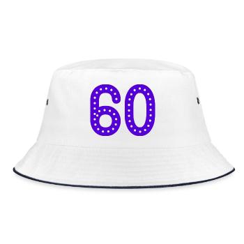 60. 60 JAHRE. 60-JÄHRIGES JUBILÄUM. 60. GEBURTSTAG. - Bucket Hat - Weiß/Navy - Vorne