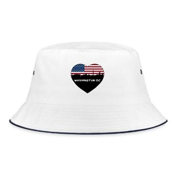 Washington Dc Washington USA Flagge Skyline Travel S - Bucket Hat - Weiß/Navy - Vorne