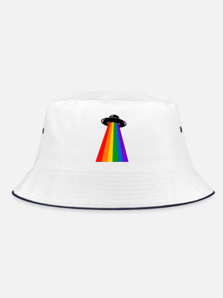 UFO Regenbogen - Bucket Hat - Weiß/Navy