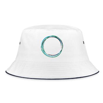 Ring Kreis Circle Zirkel 3 - Bucket Hat - Weiß/Navy - Vorne