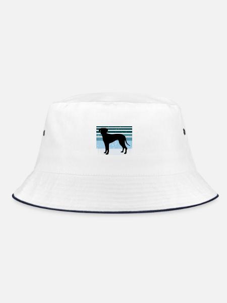Blauer Spitzenhund Liebhaber Silhouette Vintage Sonnenuntergang - Bucket Hat - Weiß/Navy