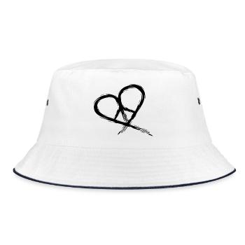 Peace Symbol Hippie Herz Frieden Freiheit Liebe - Bucket Hat - Weiß/Navy - Vorne
