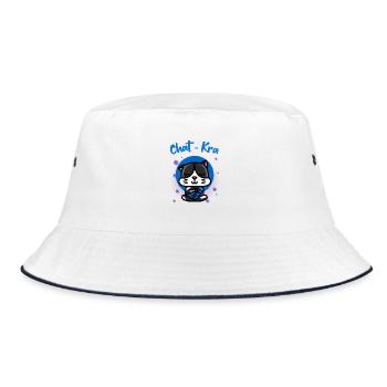Humor Katze Yoga Zen Meditation Chakra - Bucket Hat - Weiß/Navy - Vorne