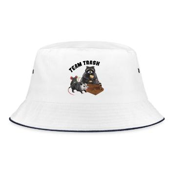 Team Trash - Trash Animals Clique mit Pizzakarton - Bucket Hat - Weiß/Navy - Vorne