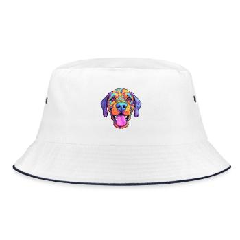 Dunker Hunderasse Cartoon Kawaii Illustration - Bucket Hat - Weiß/Navy - Vorne