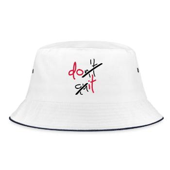 Slogan don't quit, do it - Don't stop, do it - Bucket Hat - Weiß/Navy - Vorne