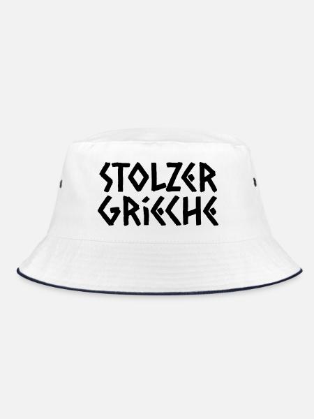 Stolzer Grieche - Bucket Hat - Weiß/Navy
