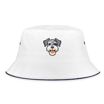 Miniatur Schnauzer Hund Rasse Aquarell Cartoon K - Bucket Hat - Weiß/Navy - Vorne