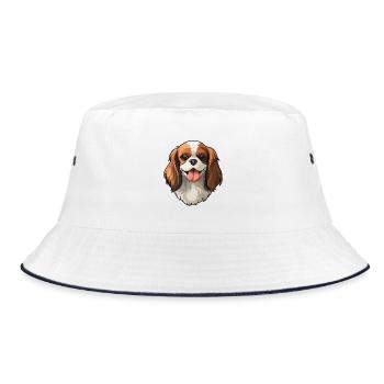 Englisches Spielzeug Spaniel Hunderasse Aquarell Cartoon K - Bucket Hat - Weiß/Navy - Vorne
