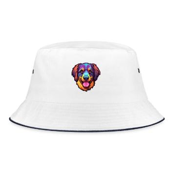 Karst Schäferhund Rasse Cartoon Kawaii Illustrati - Bucket Hat - Weiß/Navy - Vorne