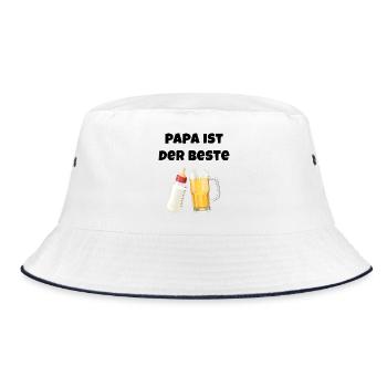 Papa ist der Beste - Geschenk zum Vatertag - Bucket Hat - Weiß/Navy - Vorne