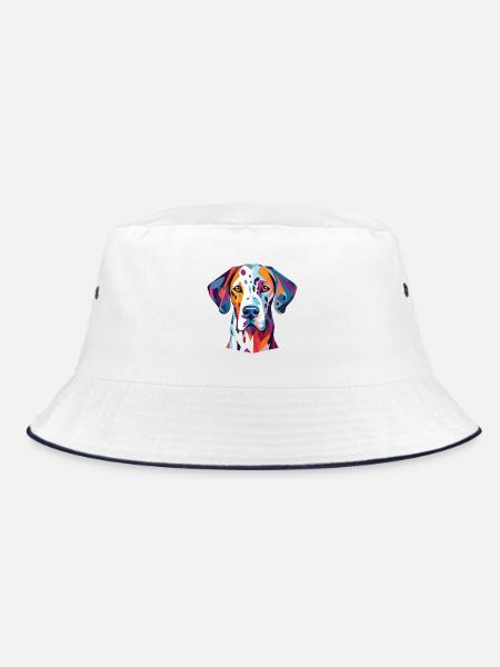 Dalmatiner Hund Buntes Aquarell Tierkarikatur - Bucket Hat - Weiß/Navy