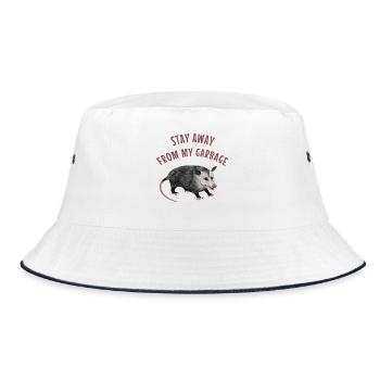 Stay away from my Garbage - Opossum Spruch - Bucket Hat - Weiß/Navy - Vorne