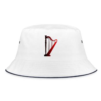 Harfe - Bucket Hat - Weiß/Navy - Vorne