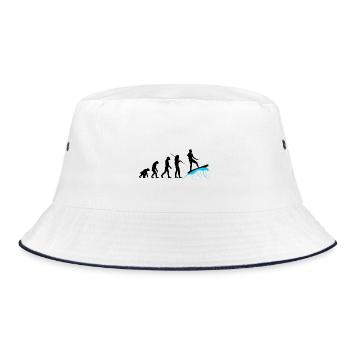 Evolution Surfer - Vom Affen zum Wellenreiter - Bucket Hat - Weiß/Navy - Vorne
