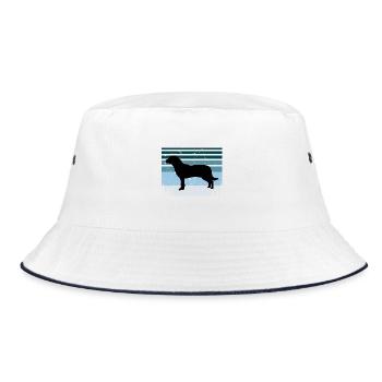 Entlebucher Sennenhund Silhouette Retro Sonnenuntergang - Bucket Hat - Weiß/Navy - Vorne