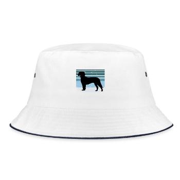 Deutsche Bracke Dog Love Silhouette Vintage Sonnenuntergang - Bucket Hat - Weiß/Navy - Vorne
