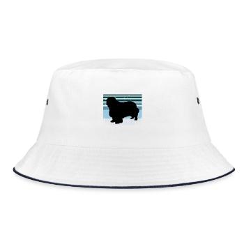 Clumber Spaniel Dog Love Silhouette Vintage Sonnenuntergang - Bucket Hat - Weiß/Navy - Vorne