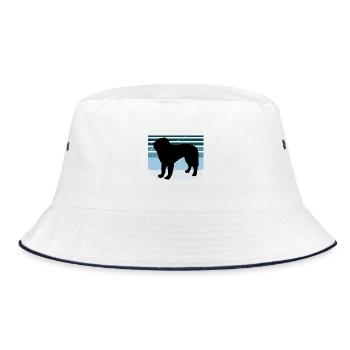 Bosnischer grobhaariger Jagdhund Silhouette Retro - Bucket Hat - Weiß/Navy - Vorne