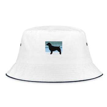 Boykin Spaniel Hundeliebhaber Silhouette Vintage Sonnenuntergang - Bucket Hat - Weiß/Navy - Vorne