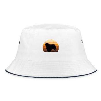 Clumber Spaniel Hund Liebe Silhouette Vintage Sonnenuntergang - Bucket Hat - Weiß/Navy - Vorne