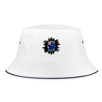 Melbourne Skyline Australien Flagge Reisesouvenir - Bucket Hat - Weiß/Navy - Vorne