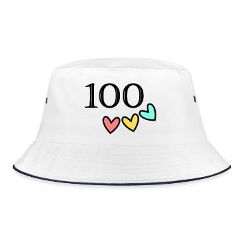 100. 100 JAHRE. 100-JÄHRIGES JUBILÄUM. 100. GEBURTSTAG - Bucket Hat - Weiß/Navy - Vorne