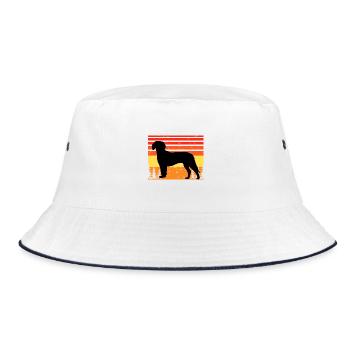 Deutsche Bracke Dog Love Silhouette Vintage Sunset - Bucket Hat - Weiß/Navy - Vorne
